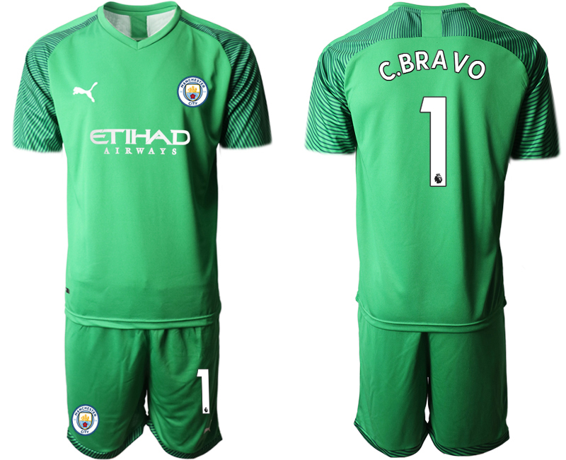 Men 2020-2021 club Manchester City goalkeeper green #1 Soccer Jerseys1->->Soccer Club Jersey